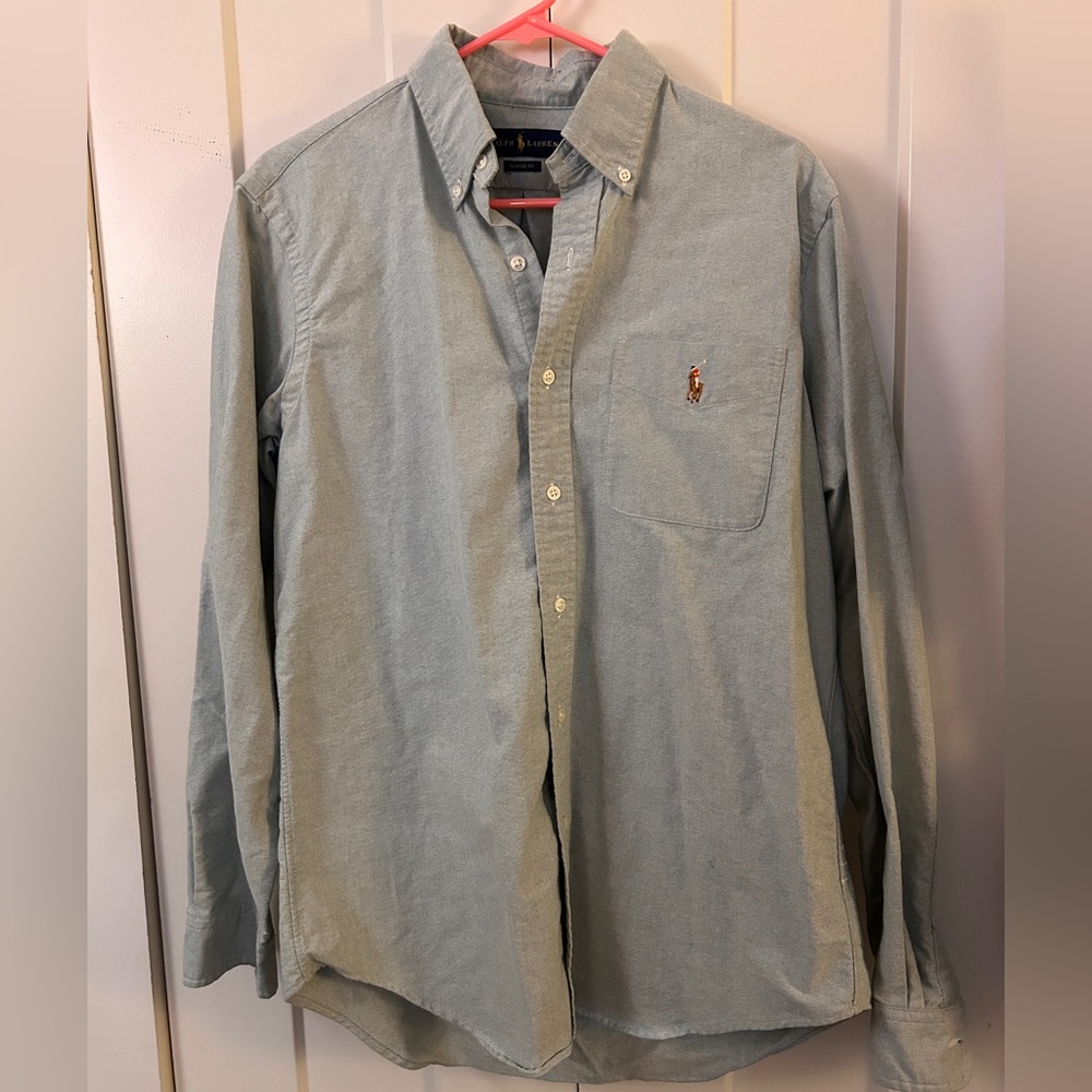 Men's Light Gray Green Oxford Shirt